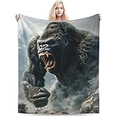 Qycazzw Giant Gorilla Blanket Gifts for Women Girls Kids, Cute Gorillas Throw Blankets, Soft Cozy Flannel Throws for Sofa Couch Bedroom Decor 50x60in