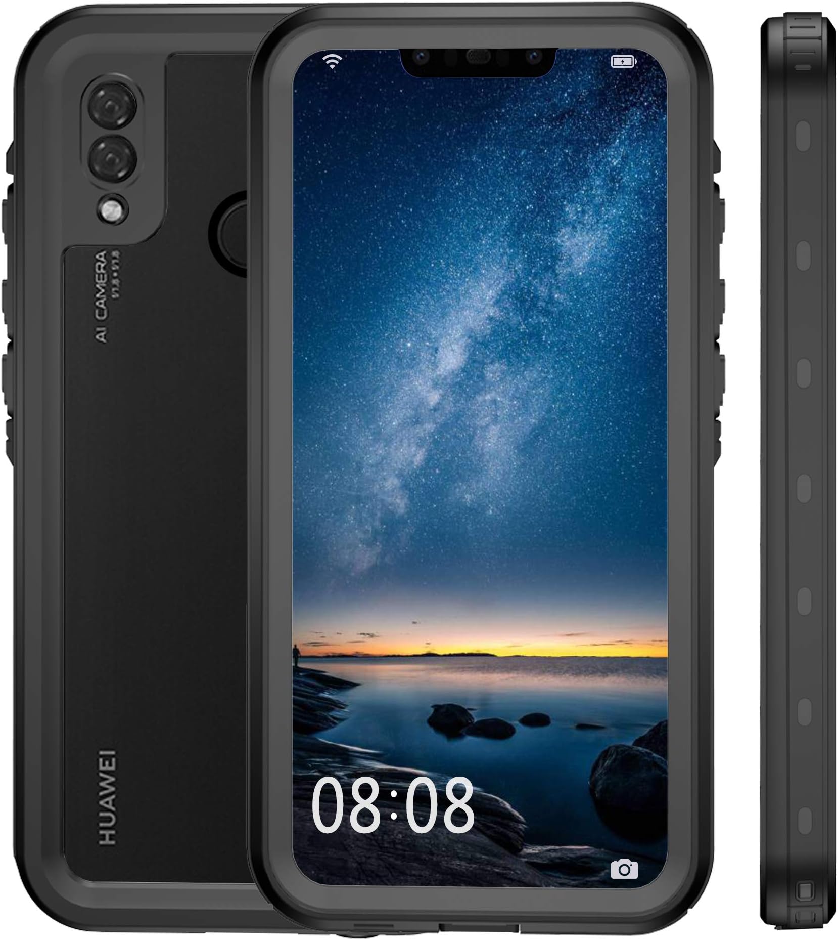 TENCOU Compatible with Huawei P20 Lite Phone Case,IP68 Waterproof Certified Full Body Shockproof Protection Transparent Case Cover with Built-in Screen Protector