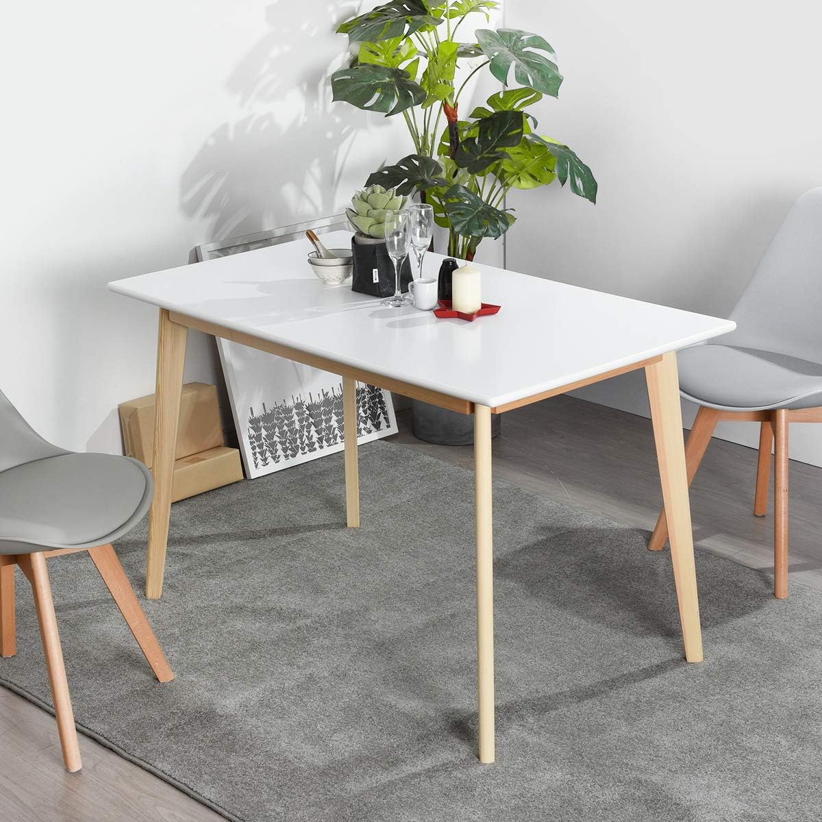 Furnish1 Round Dining Table 2 To 4 People Wooden Feet Scandinavian Style 120 X 70 Cm White Amazon Co Uk Kitchen Home