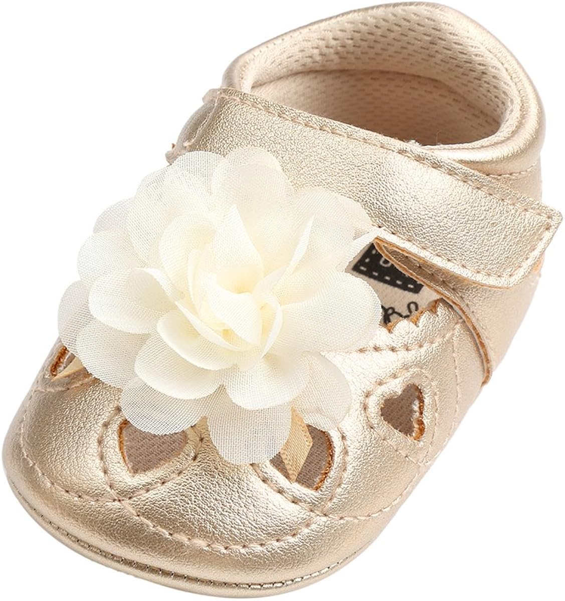 Kuner Baby Girls Pu Leather Embroidered Soft Bottom Non-Slip Princess Shoes First Walkers Shoes