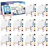 ESRICH 10 Set Mini Canvas Painting Kit, Minis Acrylic Paint Set, St. Patrick's Party Gifts,4 * 4inCanvas with Easel, Acrylic Paints,Brushes,Palette,Mini Easel Canvas for Kids Adults Painting Party