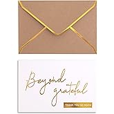 Winoo Design Gold Beyond Grateful Thank You Cards with Envelopes - 36 PK - Thank You Notes with Gold Foil Letterpress 4x6 Inches Blank Note Cards for Business Graduation Wedding Baby Shower