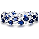 EVER FAITH Gorgeous Cubic Zirconia Birthstone Elegant Dual Layer Tear Drop Wedding Prom Tennis Bracelet for Women