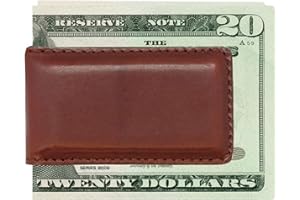 Real Leather Creations Magnetic Money Clip for Men Genuine Leather Money Clip for Men with 2 Strong Shielded Magnets | Minimalist, Slim Money Clip Holds 10 to 12 Bills