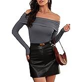 Meetrendi Womens Off Shoulder Tops Slim Fit Long Sleeves Spring Fall Blouse Sexy Going Out Nightout Shirt