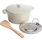 Goodful All-In-One Pot, Multilayer Nonstick, High Performance Cast Dutch Oven With Matching Lid, Roasting Rack And Turner, Made Without PFOA, Dishwasher Safe Cookware, 4.7-Quart, Linen