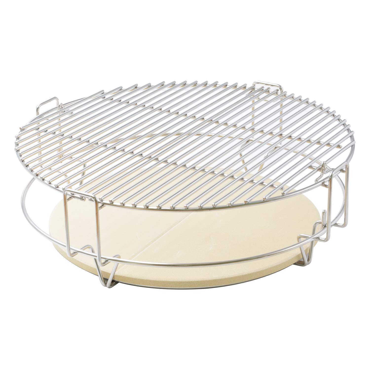 Onlyfire GCG-8552 Cooking System (2xGrates, 1xRack, 2xHeat deflectors) Fits for Ceramic Grill, Compatible for Large Big Green Egg, Kamado Joe Classic, Pit Boss K22 etc.