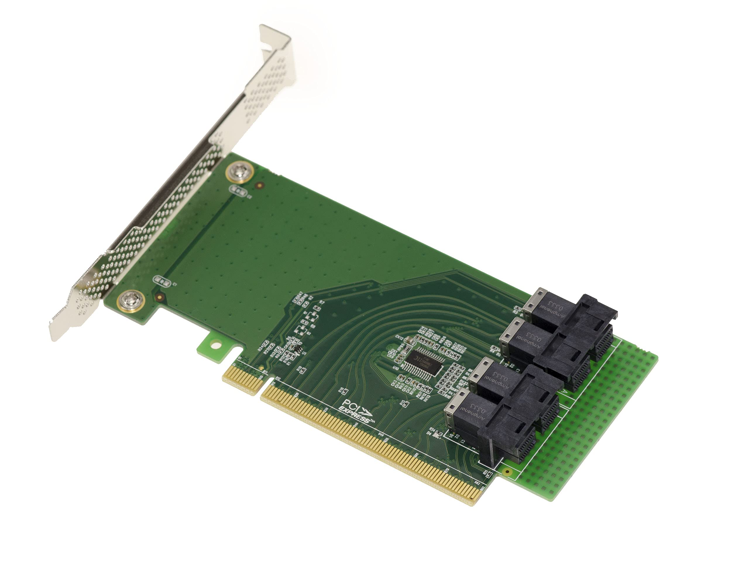 KALEA-INFORMATIQUE PCI Express 16x Riser card for 4 U.2 NVMe SSDs or 4 PCIe x4 ports with SFF-8643 plugs