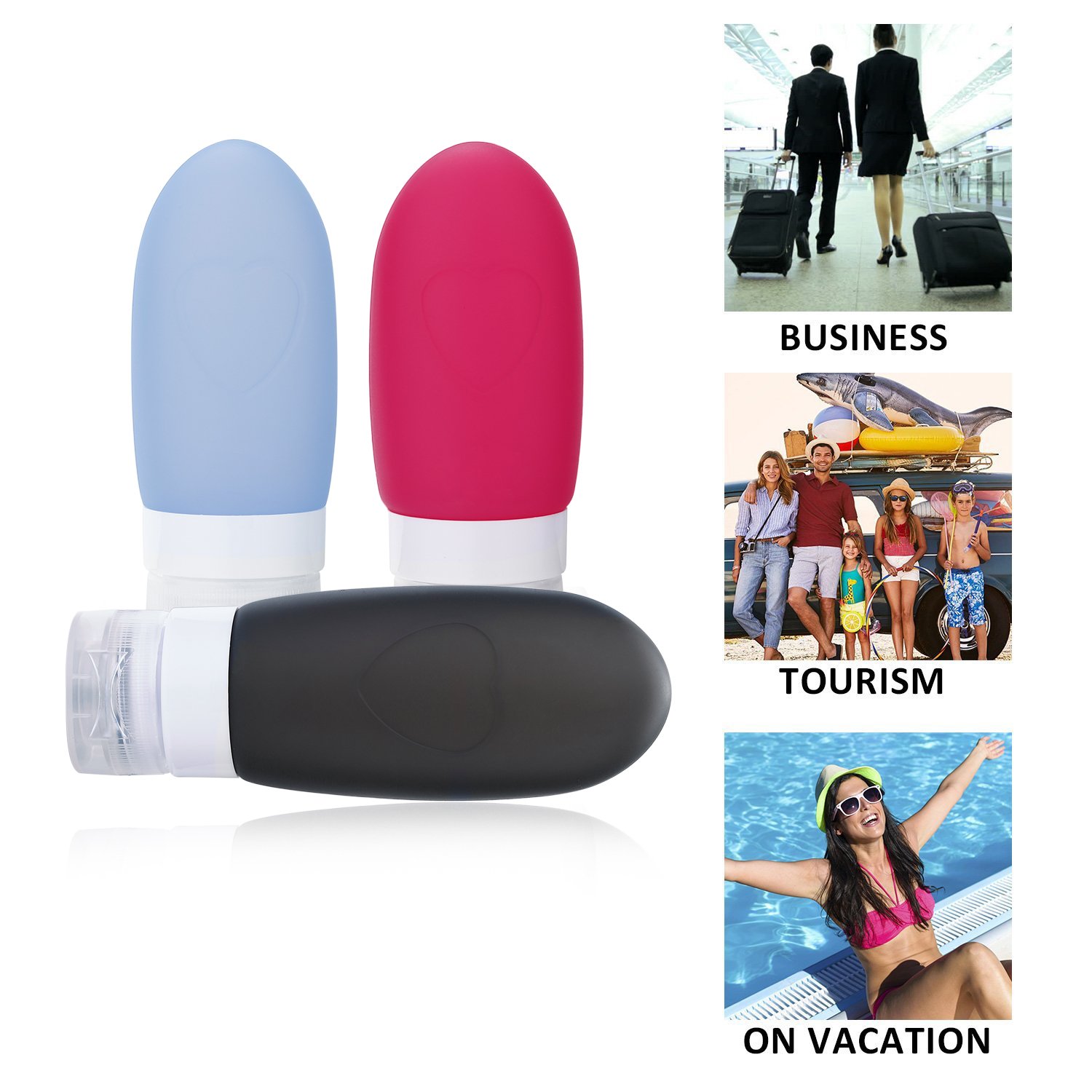 Uerstar Travel Bottles,Leakproof Silicone Refillable Travel Containers,Squeezable Travel Tube Sets Cosmetic Toiletry Containers for Shampoo Lotion Soap