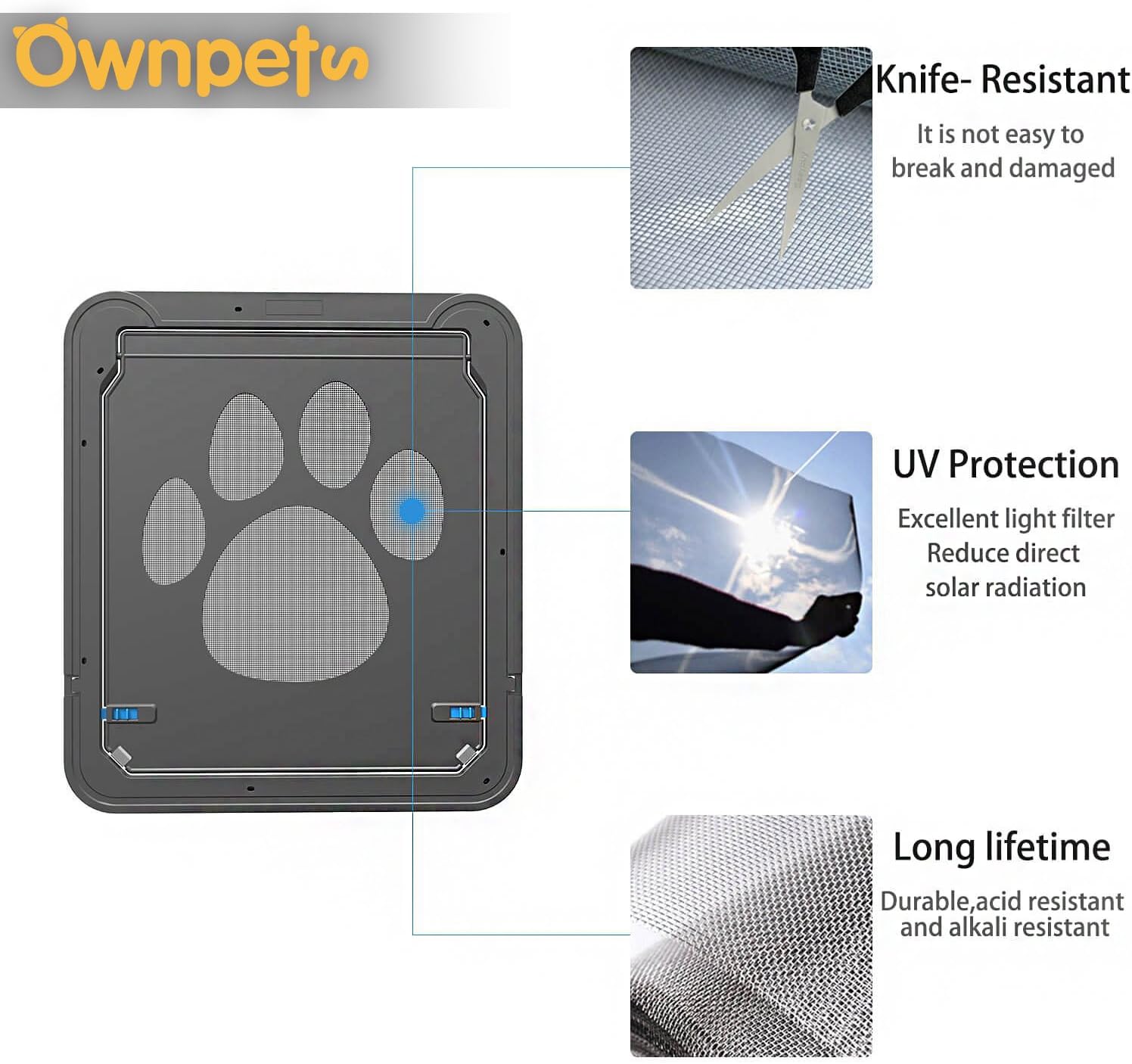 Ownpets Screen Dog Door, Inside Door 12x14x0.4 inch, Lockable Pet Screen Door with Magnetic Self Closing Function, Screen Door for Dogs &Cats : Pet Supplies