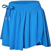 Wsirmet Flowy Shorts for Women Butterfly Shorts 2 in 1 Athletic Workout Gym Biker Running Shorts with Pockets