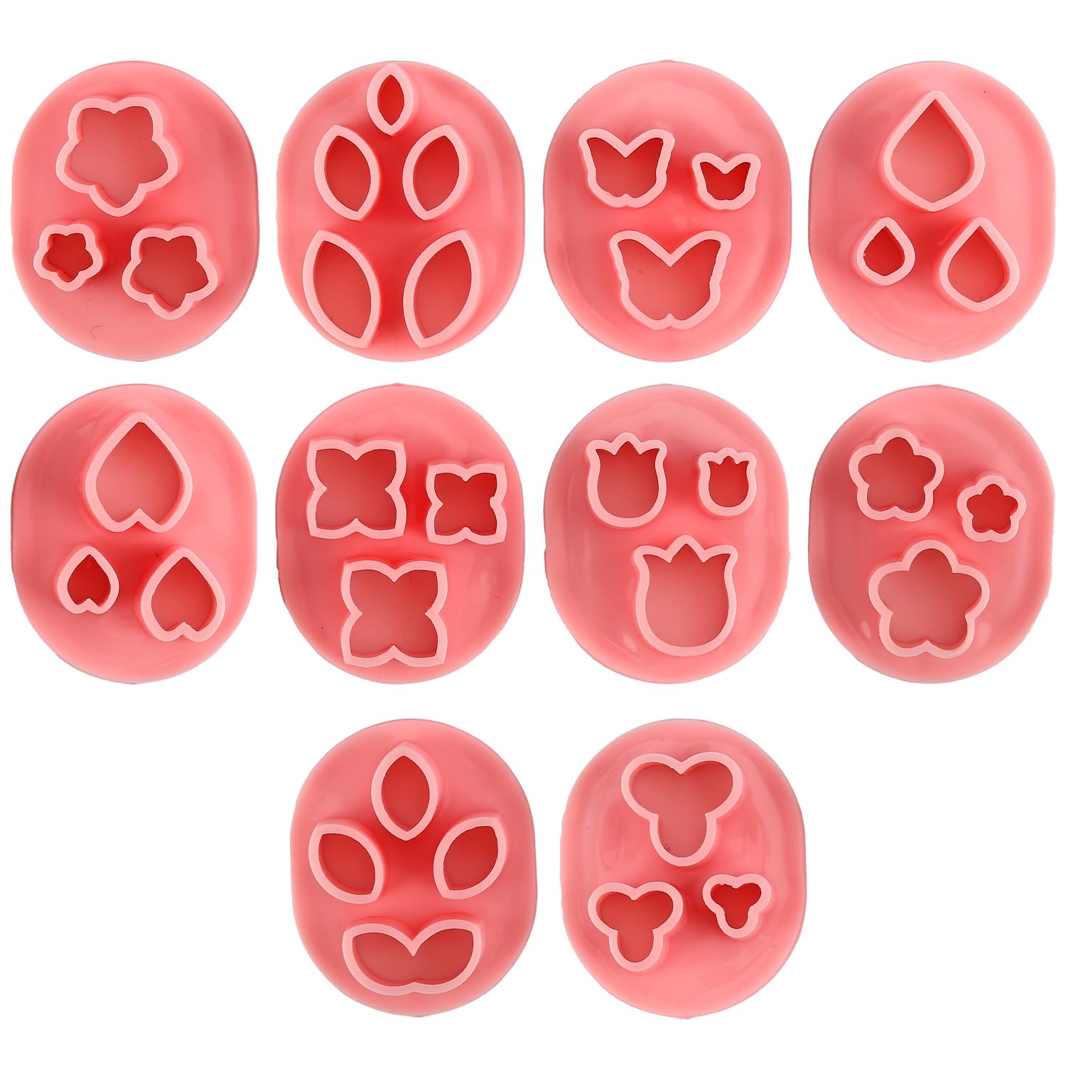 10pcs Mini Flower Petal Poly Clay Cutters, 10 Shapes Polymer Clay Tools Mini Leaf Clay Cutters Set for Earrings Jewelry Making DIY Craft