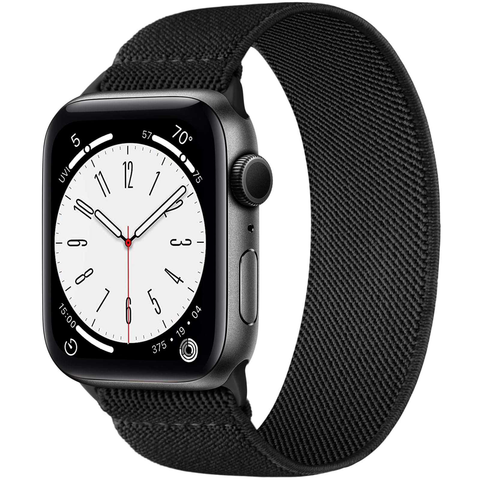 CeMiKa Compatible with Apple Watch Straps 41mm 40mm 38mm 42mm Women Men, Braided Nylon Stretchy Elastic Sport Solo Loop Replacement Band for iWatch Series 11 10 9 8 7 6 5 4 SE Ultra 3 2 1,S-Black