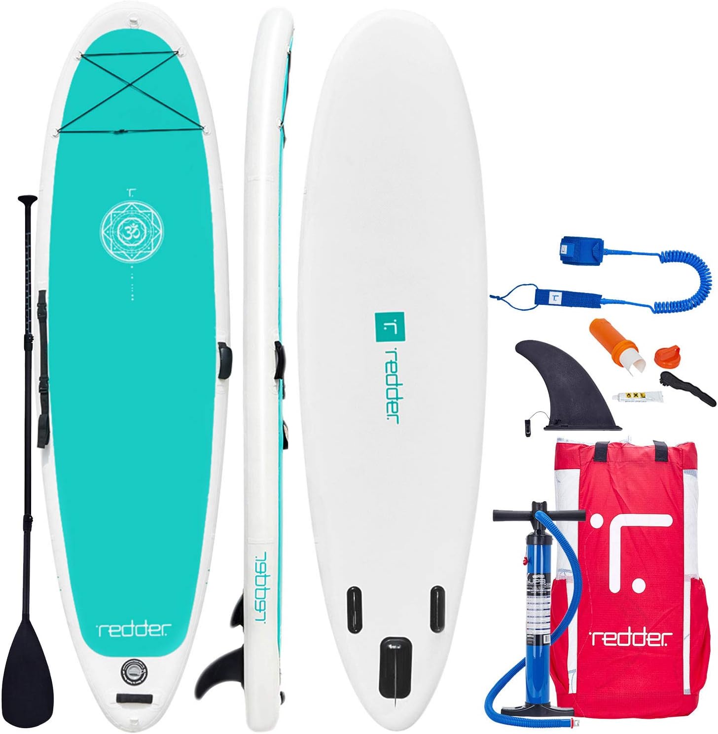 redder Inflatable Stand Up Paddle Board with Premium SUP Accessories & Carry Bag | Wide Stance, Bottom Fin for Paddling & Surfing | Leash, Paddle and Hand Pump, Non-Slip Deck | Youth & Adult