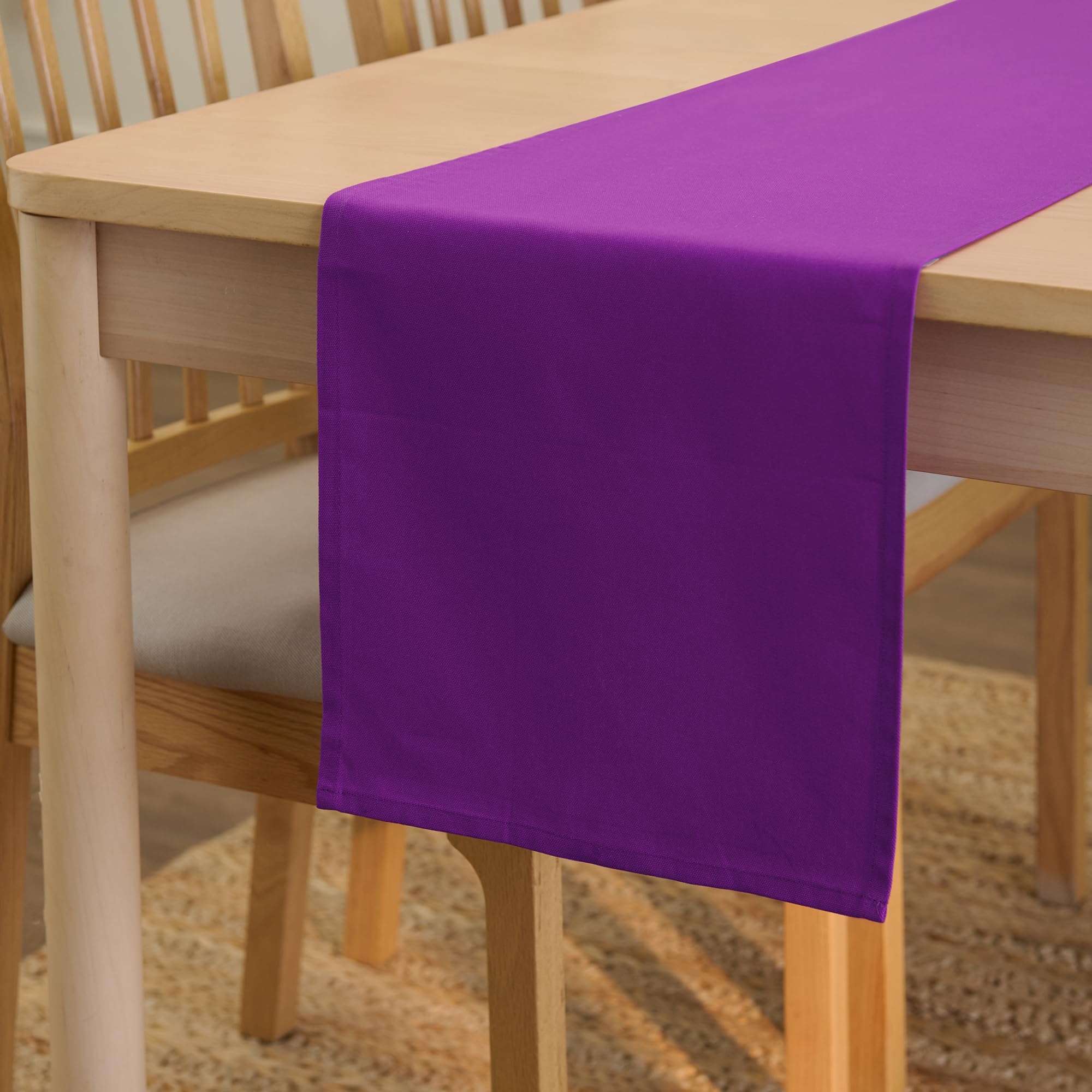Encasa XO Table Runner 13x59 in Long | Cotton Canvas Fabric | Purple Solid Color | Machine Washable & Durable — image 1