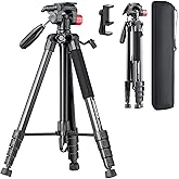 CAMBOFOTO 74"-Camera-Tripod, Porfessional Aluminum Heavy Duty Tripod Stand for Mirrorless Camera/DSLR/Cell Phone/Camcorder, w