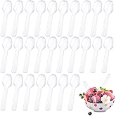 500Pcs Mini Spoons for Desserts, XJMWXHFC Clear Plastic Spoon, Disposable Clear Tasting Spoons, Small Dessert Spoons for Jell
