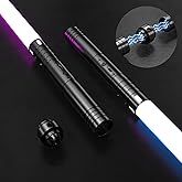 GCSOMLE Lightsaber 2Pack,Metal Hilt Rechargeable Light Saber 15 RGB Colors with 4 Modes Fx Battle Sound,2 in 1 Dueling Lightsabers for Kids Adults Halloween Christmas Cosplay (2 Pack Black)