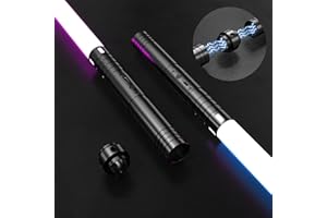 GCSOMLE Lightsaber 2Pack,Metal Hilt Rechargeable Light Saber 15 RGB Colors with 4 Modes Fx Battle Sound,2 in 1 Dueling Lights