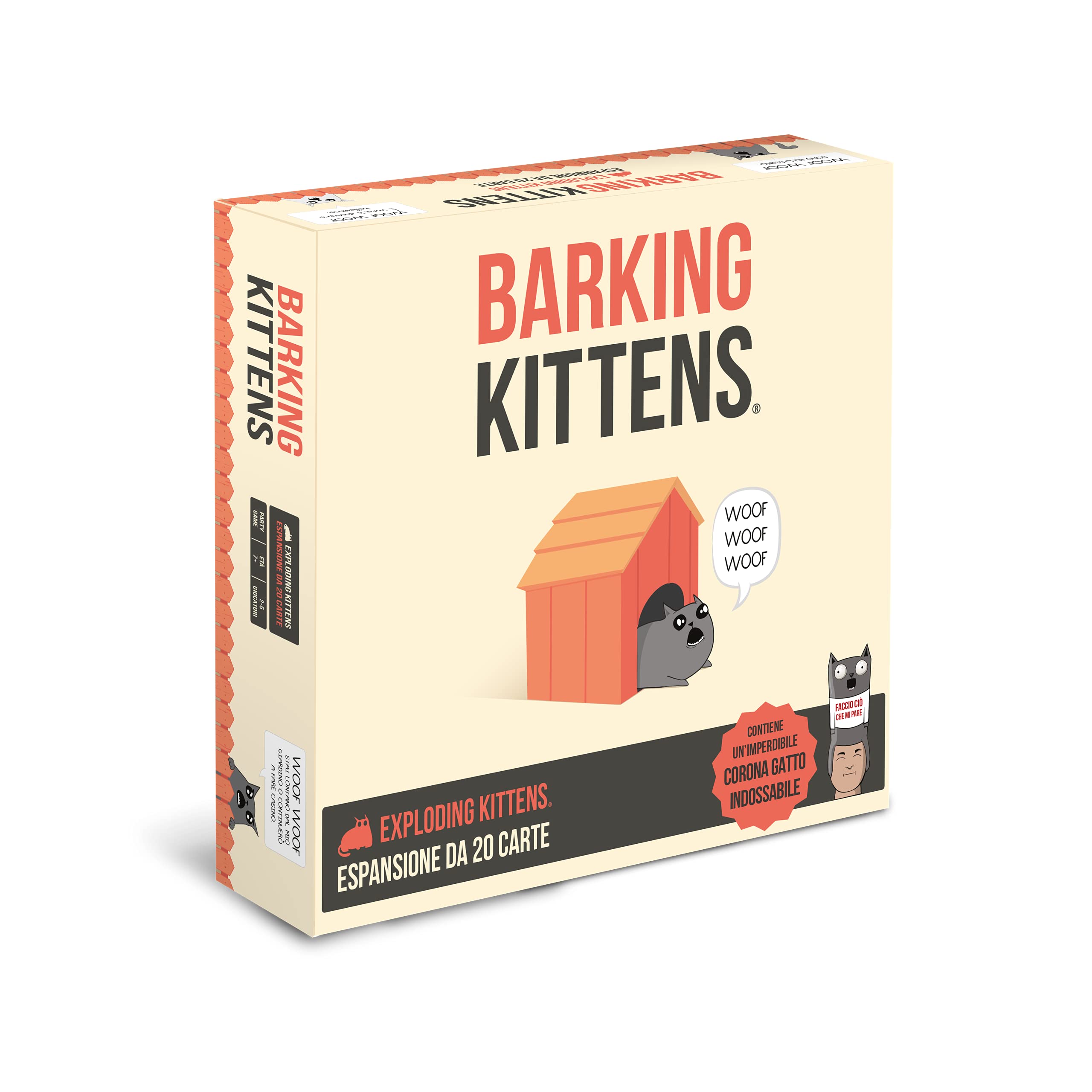 Asmodee - Barking Kittens, Exploding Kittens Card Game Expansion, Italian Edition