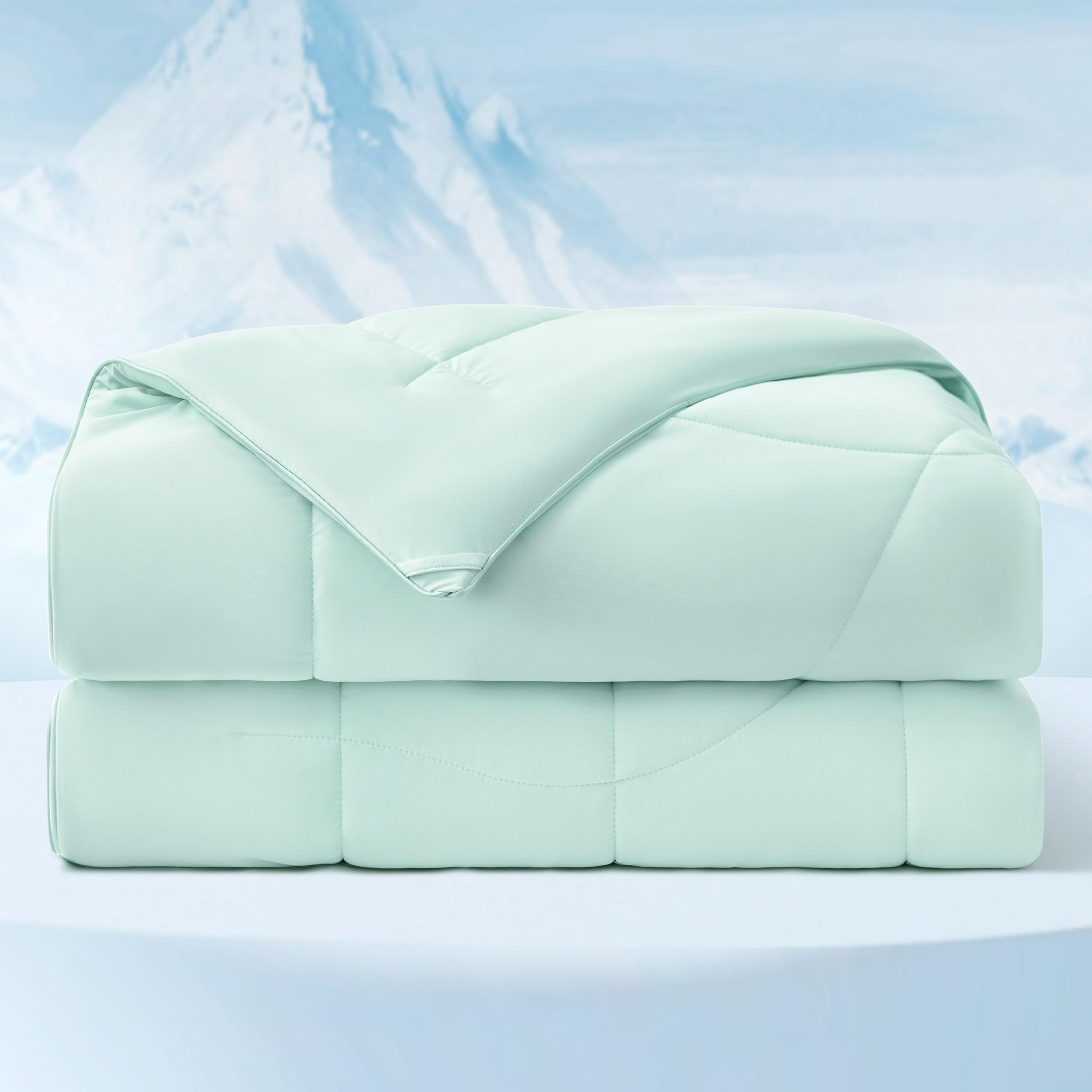 Photo 1 of Bedsure Cooling Comforter Queen Size - Cooling Blankets for Hot Sleepers, Lightweight Comforter for Summer with Dual-Sided Cool Tech, Soft Breathable Cold Blanket for Sleeping, Green, 88x88 Inches