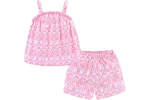 LittleSpring Little Girls Summer Outfits Ruffle Floral Tank Tops and Shorts Clothes Set