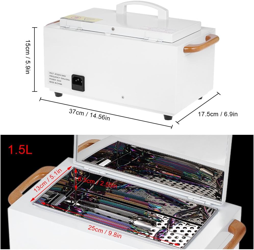 Metal Tool Cleaner, 300W 1.5L with Timer Heat Cleaning for Box Manicure Pedicure SPA Salon Barber Equipment for Sundry Beauty Hair Nail Metal Tools with Handle: Arts, Crafts & Sewing