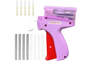 WERNYITG Stitch Gun for Clothes with Storage Box, Stitch Quick Cloth Fixer Sewing Gun with 6 Micro Needles, Quick Stitch Sewing Gun with 1000 Black and 1000 White Fasteners, Mini Tag Gun for Clothes（Purple）