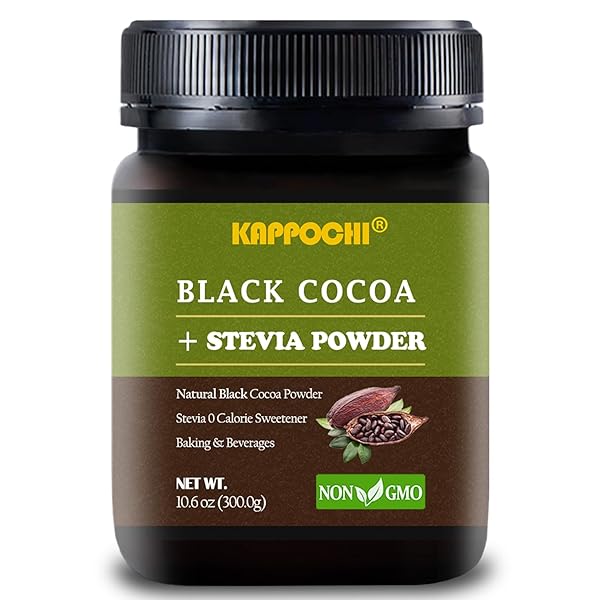 KAPPOCHI STEVIA SWEETENED CAOCOA POWDER (10.6 OUNCES, BLACK CAOCOA POWDER)