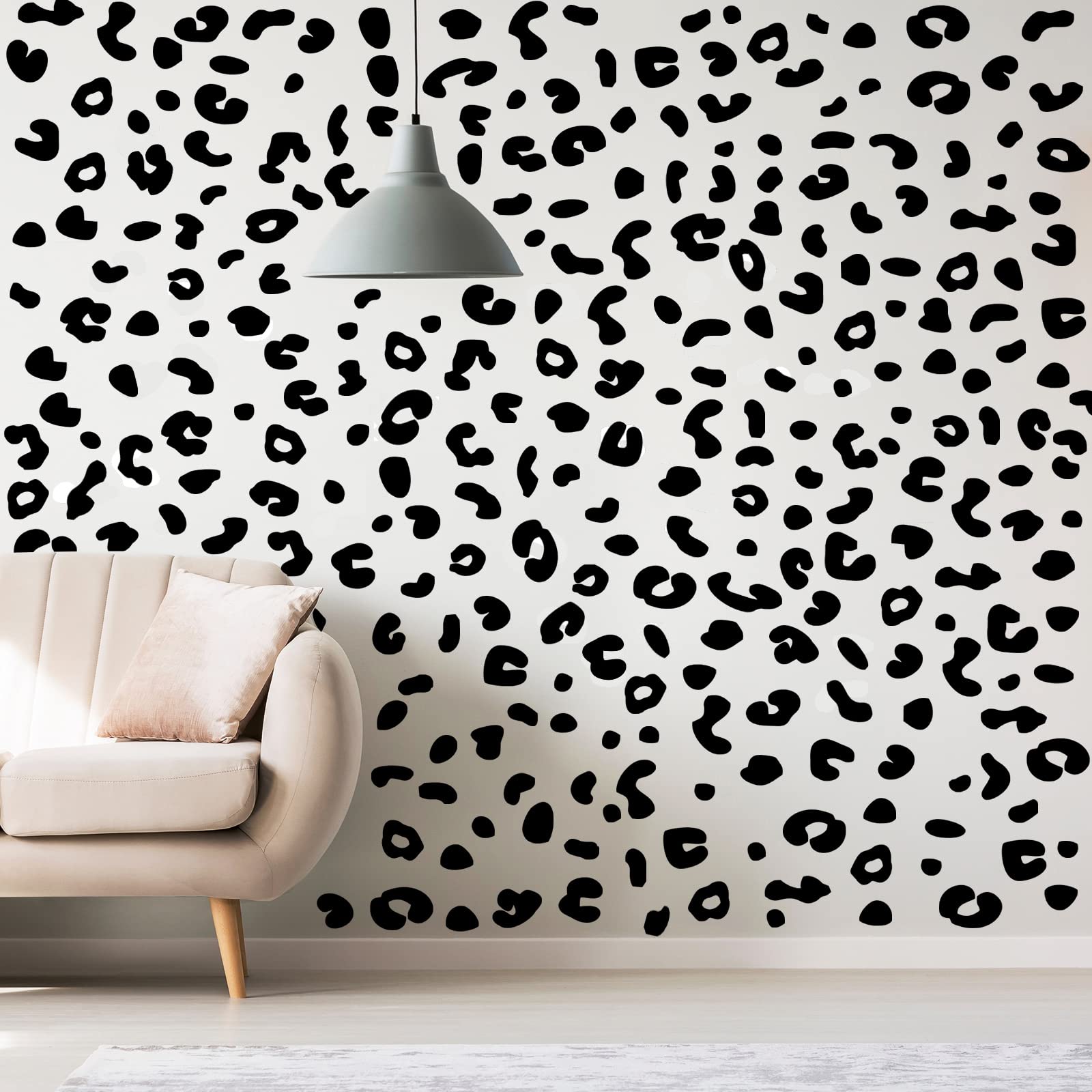 Photo 1 of Outus 4 Sheets Leopard Print Wall Decal Black Cheetah Wallpaper Leopard Spot Wall Stickers DIY Removable Peel and Stick Back to School Wallpaper for Nursery Car Door Classroom Decoration(Black)