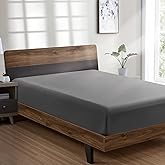 FreshCulture Queen Fitted Sheet - Hotel Quality, Ultra Soft &amp; Breathable Brushed Microfiber, Deep Pocket, Cooling Fitted Sheets for Queen Size Bed (Dark Grey)