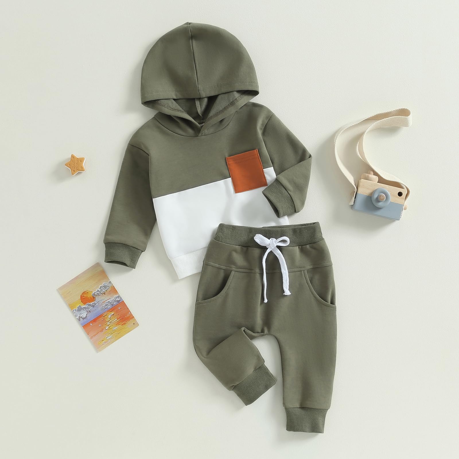 LIOMENGZI Infant Baby Boy Fall Winter Clothes Outfits Hooded Long Sweatshirt Pants Set Toddler Clothes 6 12 18 24 Months 2T