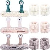 Atoden Snail Spa Set - Wristband & Headband for Face Washing, Cute Animal Design for Women & Girls - Beige, Khaki, Brown