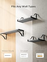 Pipishell Floating Shelves Wall Mounted Set of 3 Paulownia Wood Grey view 6