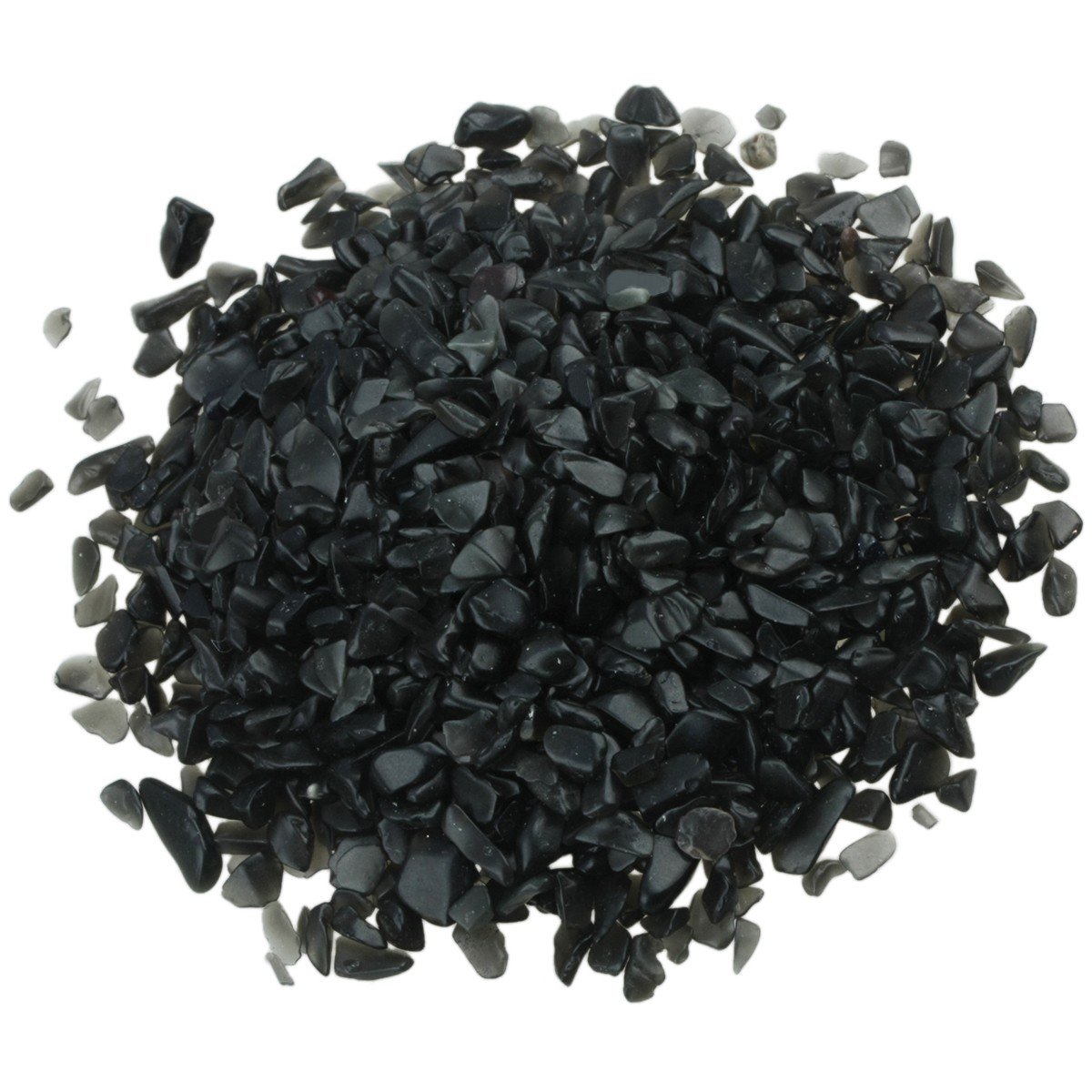 Shanxing 1lb/460g Undrilled Natural Black Obsidian Tumbled Crystal Chips Stones, Crushed Stone Tumblestone Bulk Small Healing Crystals Black Stones for Vase Fish Tank Aquarium Resin Crafts Home Decor