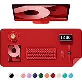 Niniubye Desk Pad, 23.6" x 13.8" PU Leather Non-Slip Desk Mat Large Mouse Pad for Desktop, Waterproof Laptop Computer Writing Mat for Office, Home, Work, Gaming, Bright Red