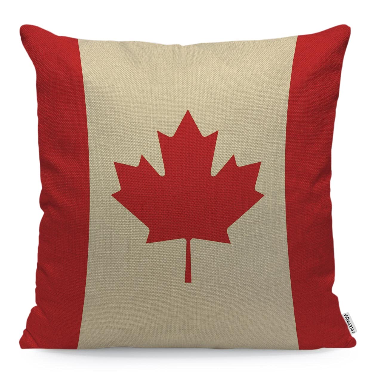 WONDERTIFY Canada Flag Cushion Cover Maple Leaf Country Flag Throw Pillow Covers Cushion Case For Couch Home Decor Rectangle Rough Stripes 45X45 Cm