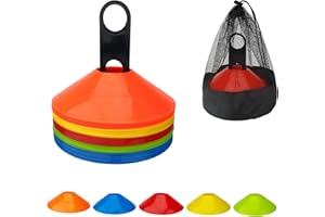 BIRDDIE Soccer Training Cones, Football Sport Cones Training Field Marker Agility Cones with Carry Bag and Holder for Drills, Basketball, Coaching, Practice Equipment, 5 Color