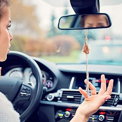 Buy Handmade Car Charm Rear View Mirror Accessories Himalayan Rock Salt Chakra Healing Crystals Hanging Ornaments Christmas Party Decoration Reiki Gifts For Her Orange 28 Online In Indonesia B091px25lv