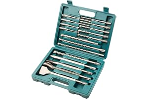 YOSIGHT 17Pcs SDS-Plus Rotary Hammer Drill Bits and Chisel Set - Carbide-Tipped Drill Bits and Chisels with Storage Case - Used for Concrete Brick Stone and Other Masonry Construction Materials