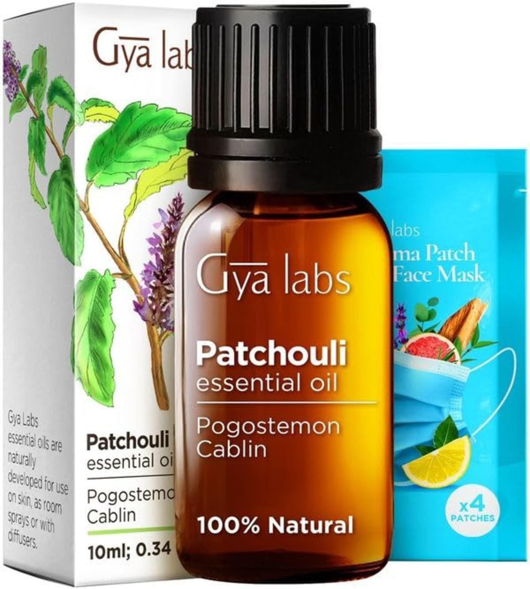 Vanilla Essential Oil for Diffuser & Patchouli Oil for Diffuser Set - Natural Aromatherapy Grade Essential Oils Set - 2x0.34 fl oz - Gya Labs