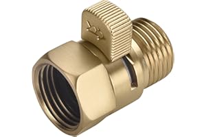 CHUANGTIM Brushed Gold Water Flow Control Valve, 1/2" Shower Head with Shut Off Valve, Angle Simple Brass Shut Off Valve for Handheld Shower, Water Pressure Regulator Replacement for Shower Faucet set