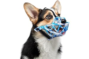 GoGoPaw Dog Muzzle, Soft Basket Silicone Muzzle for Dog Sturdy Lightweight Dog Muzzle for Large Medium Small Sized Dog Anti Biting Chewing, Breathable Cage Muzzle Allow Drinking (Blue, M)