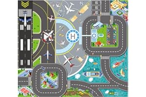 BLINGBIN Kids Carpet Playmat Rug, Car Mat for Kids Toy Cars, City Life Educational Road Traffic Carpet Multi Color Play Mat, Non Slip Foldable Kids Play Rug for Playroom Home Indoor Outdoor (27.55*31.49inch)