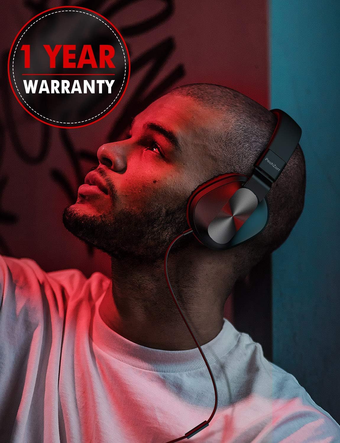 PeohZarr On-Ear Headphones with Microphone, Lightweight Folding Stereo Bass Headphones with 1.5M Tangle Free Cord, Portable Wired Headphones for Smartphone Tablet Laptop Computer MP3/4: Electronics