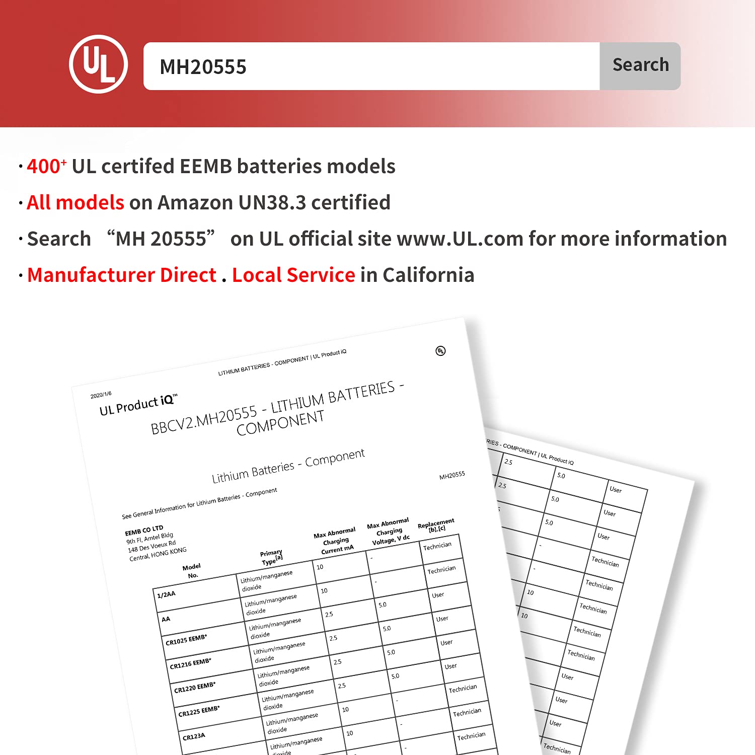 EEMB 10PACK Tabbed CR2032 Battery with Solder Tabs 3V Lithium Battery 2032 Coin Cell Lithium Batteries with PCN Tabs for Sensor Radio Gameboy Battery Replacement