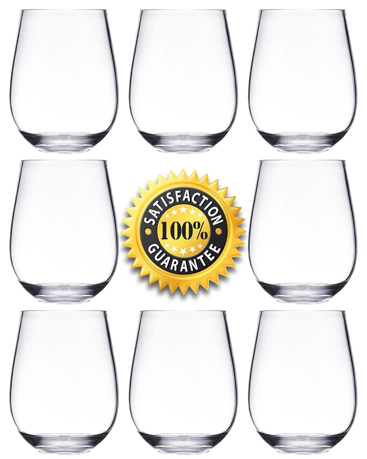 Plastic Wine Glasses Set of 20 Red White Wine Stemless