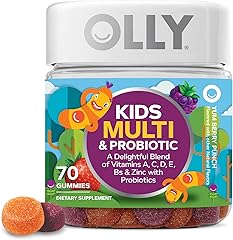 OLLY Kids Multivitamin & Probiotic Gummy, Digestive Support, Vitamins A, D, C, E, B, Zinc, Chewable Supplement, Berry Flavor,