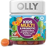 OLLY Kids Multivitamin & Probiotic Gummy, Digestive Support, Vitamins A, D, C, E, B, Zinc, Chewable Supplement, Berry Flavor, 35 Day Supply - 70 Count