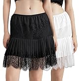 dzmelzu Lace Skirts, Y2K Lace Skirts for Women with Ruffle Floral, Widened Low Waist Layered Slip Skirt S-3XL